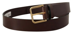Dolce & Gabbana Brown Plain Calf Leather Gold Tone Buckle Belt -   -  Dolce & Gabbana.