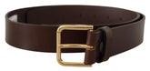 Dolce & Gabbana Brown Plain Calf Leather Gold Tone Buckle Belt -   -  Dolce & Gabbana.