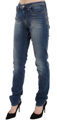 Fiorucci Blue Washed Mid Waist Slim Fit Denim Jeans -   -  Fiorucci.