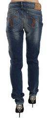 Fiorucci Blue Washed Mid Waist Slim Fit Denim Jeans -   -  Fiorucci.