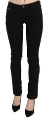 Costume National Black Sequined Mid Waist Slim Fit Denim Jeans -   -  Costume National.