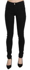 Costume National Black Embellished Mid Waist Skinny Denim Jeans -   -  Costume National.