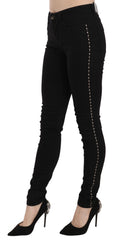 Costume National Black Embellished Mid Waist Skinny Denim Jeans -   -  Costume National.