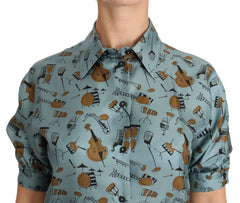 Dolce & Gabbana Multicolor Musical Instruments Silk Short sleeve Shirt -   -  Dolce & Gabbana.