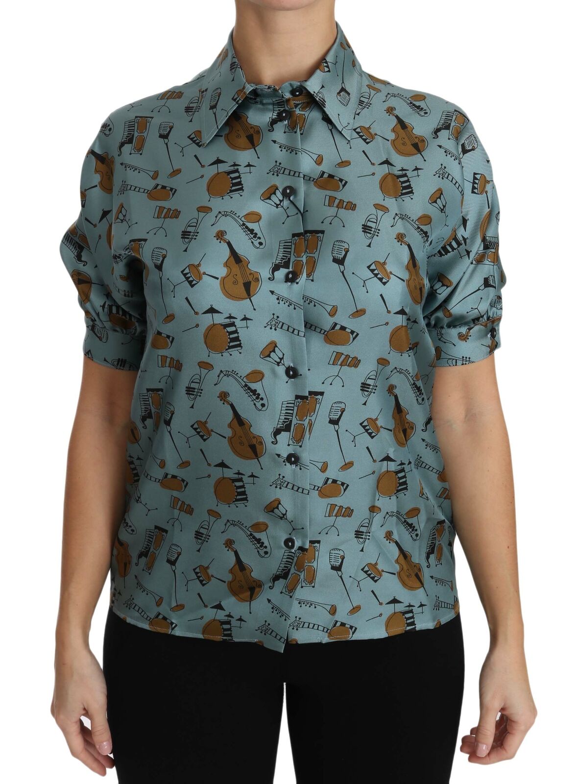 Dolce & Gabbana Multicolor Musical Instruments Silk Short sleeve Shirt -   -  Dolce & Gabbana.