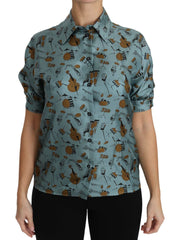 Dolce & Gabbana Multicolor Musical Instruments Silk Short sleeve Shirt -   -  Dolce & Gabbana.