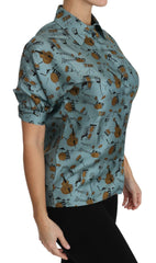 Dolce & Gabbana Multicolor Musical Instruments Silk Short sleeve Shirt -   -  Dolce & Gabbana.