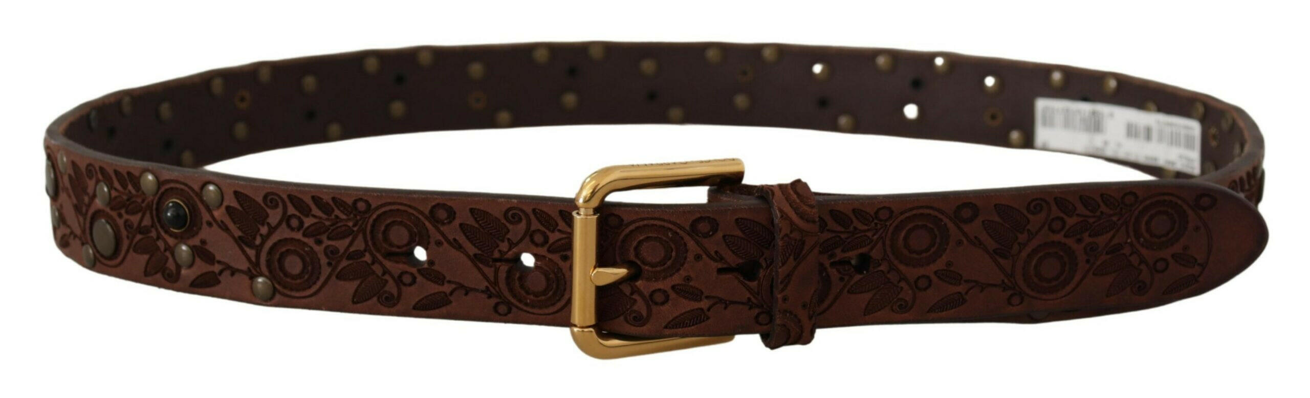 Dolce & Gabbana Brown Calf Leather Embossed Gold Metal Buckle -   -  Dolce & Gabbana. Dolce & Gabbana Brown Calf Leather Embossed Gold Metal Buckle -   -  Dolce & Gabbana.
