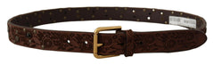 Dolce & Gabbana Brown Calf Leather Embossed Gold Metal Buckle -   -  Dolce & Gabbana.