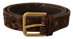 Dolce & Gabbana Brown Calf Leather Embossed Gold Metal Buckle -   -  Dolce & Gabbana.