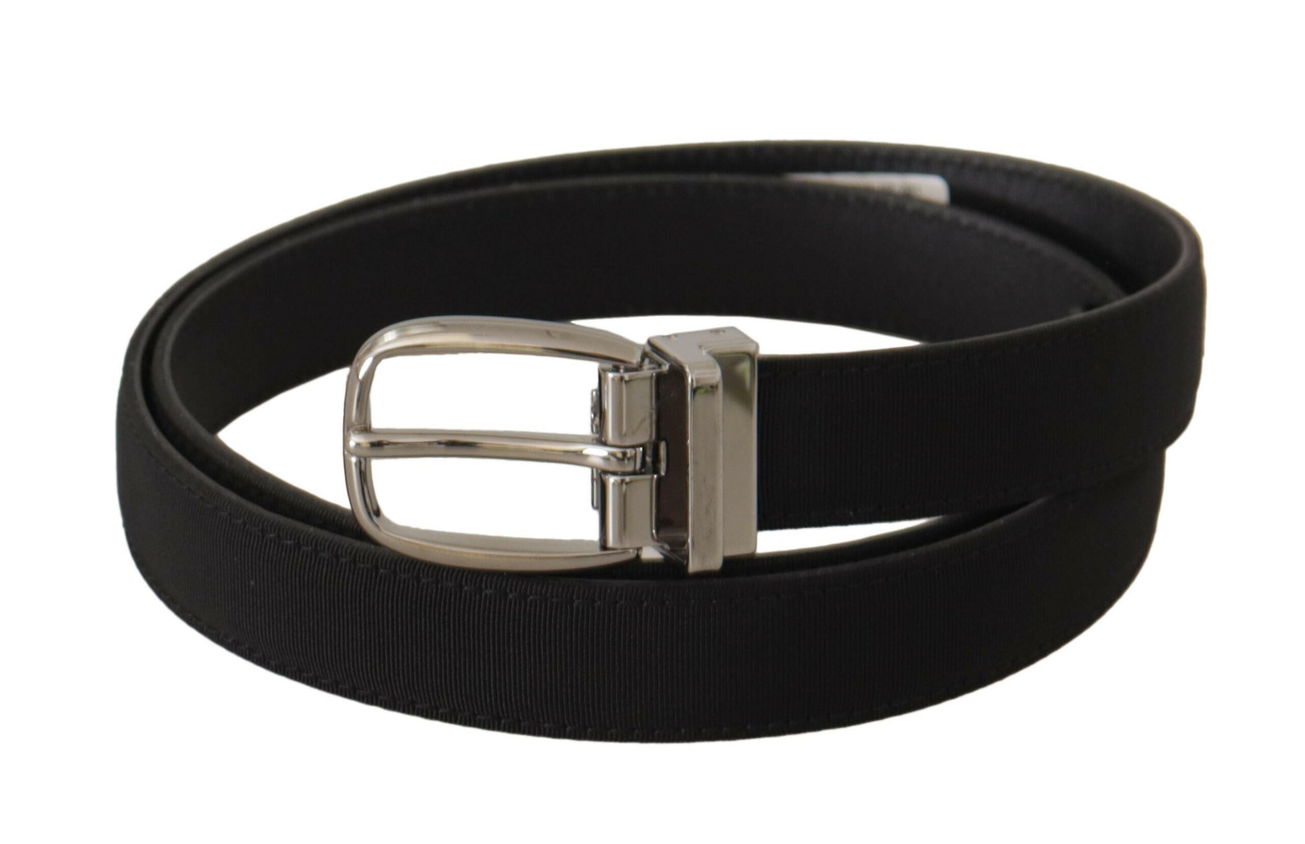 Dolce & Gabbana Black Calf Canvas Silver Tone Logo Metal Belt -   -  Dolce & Gabbana. Dolce & Gabbana Black Calf Canvas Silver Tone Logo Metal Belt -   -  Dolce & Gabbana.