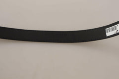 Dolce & Gabbana Black Calf Canvas Silver Tone Logo Metal Belt -   -  Dolce & Gabbana.