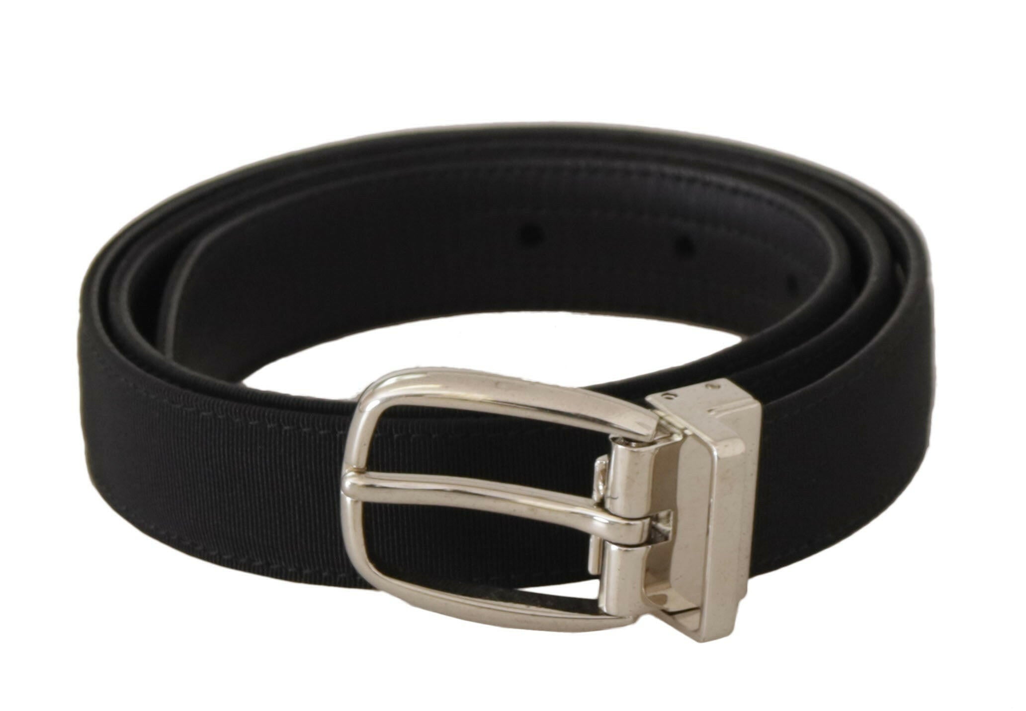 Dolce & Gabbana Belt Black Calf Leather Silver Tone Metal Buckle -   -  Dolce & Gabbana.