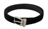 Dolce & Gabbana Black Casual Velvet Silver Tone Metal Buckle Belt -   -  Dolce & Gabbana.