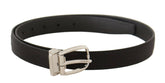 Dolce & Gabbana Black Canvas Leather Silver Logo Metal Buckle Belt -   -  Dolce & Gabbana.