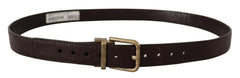 Dolce & Gabbana Brown Calf Leather Vintage Logo Metal Buckle Belt - - Dolce & Gabbana.