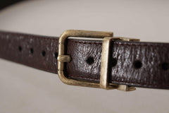Dolce & Gabbana Brown Calf Leather Vintage Logo Metal Buckle Belt - - Dolce & Gabbana.