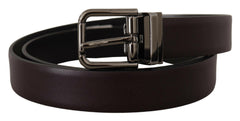 Dolce & Gabbana Dark Purple Leather Box Borchia Metal Buckle Belt -   -  Dolce & Gabbana.