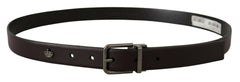 Dolce & Gabbana Dark Purple Leather Box Borchia Metal Buckle Belt -   -  Dolce & Gabbana.