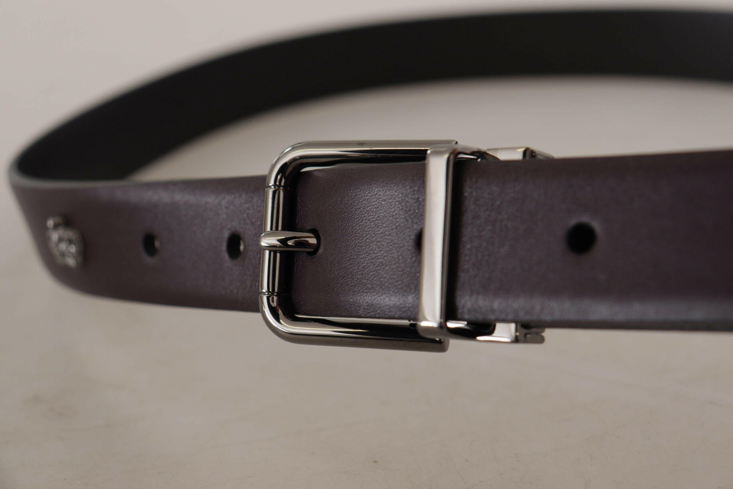Dolce & Gabbana Dark Purple Leather Box Borchia Metal Buckle Belt -   -  Dolce & Gabbana. Dolce & Gabbana Dark Purple Leather Box Borchia Metal Buckle Belt -   -  Dolce & Gabbana.