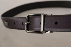 Dolce & Gabbana Dark Purple Leather Box Borchia Metal Buckle Belt -   -  Dolce & Gabbana.