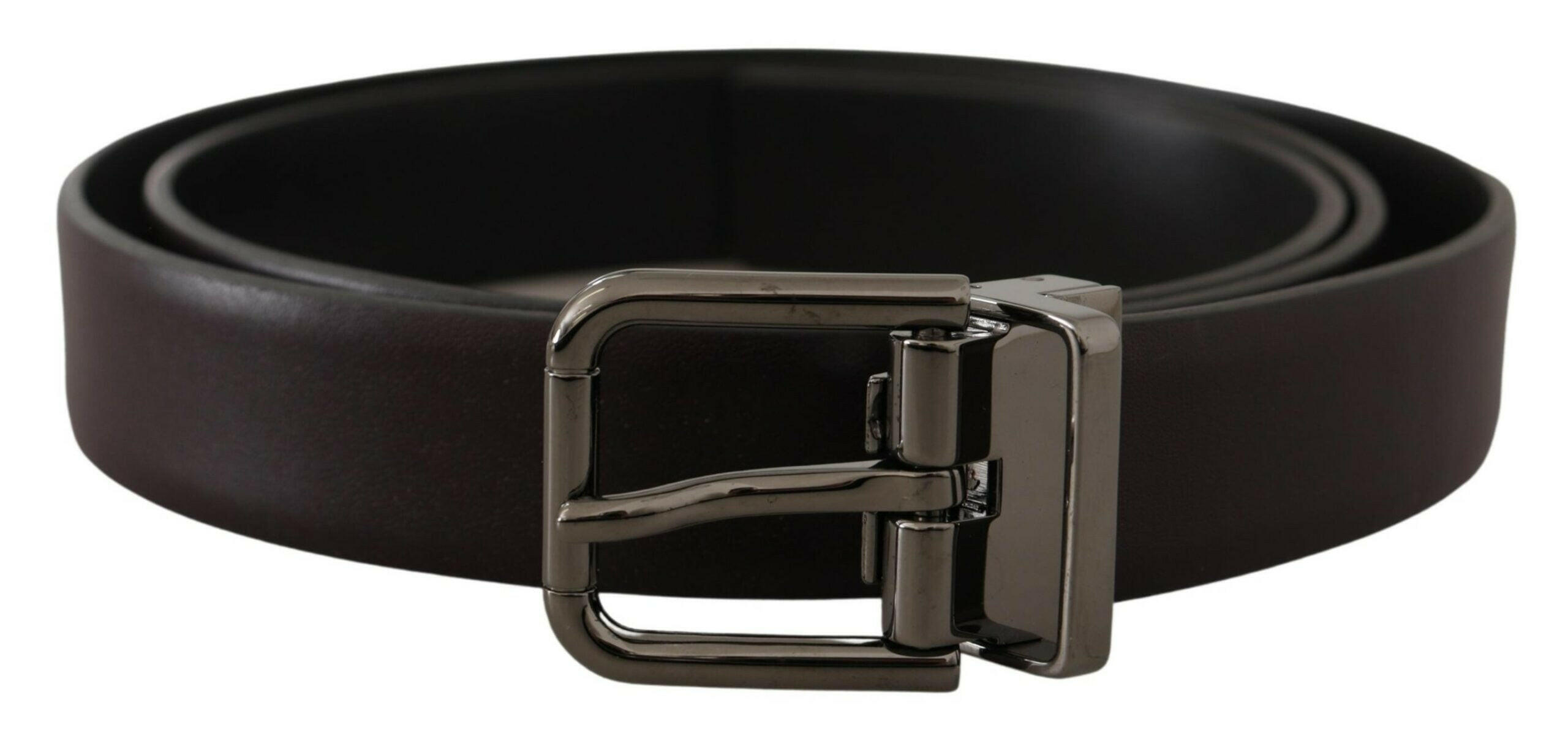 Dolce & Gabbana Dark Purple Leather Box Borchia Metal Buckle Belt -   -  Dolce & Gabbana.