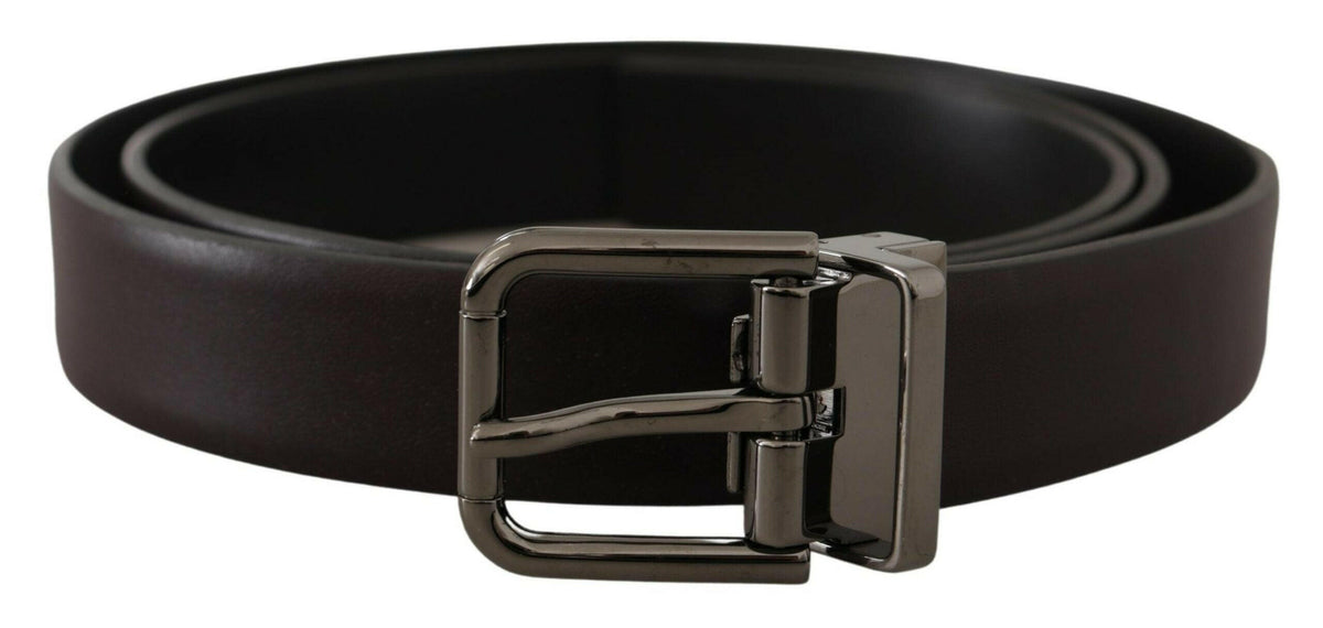 Dolce & Gabbana Dark Purple Leather Box Borchia Metal Buckle Belt -   -  Dolce & Gabbana.