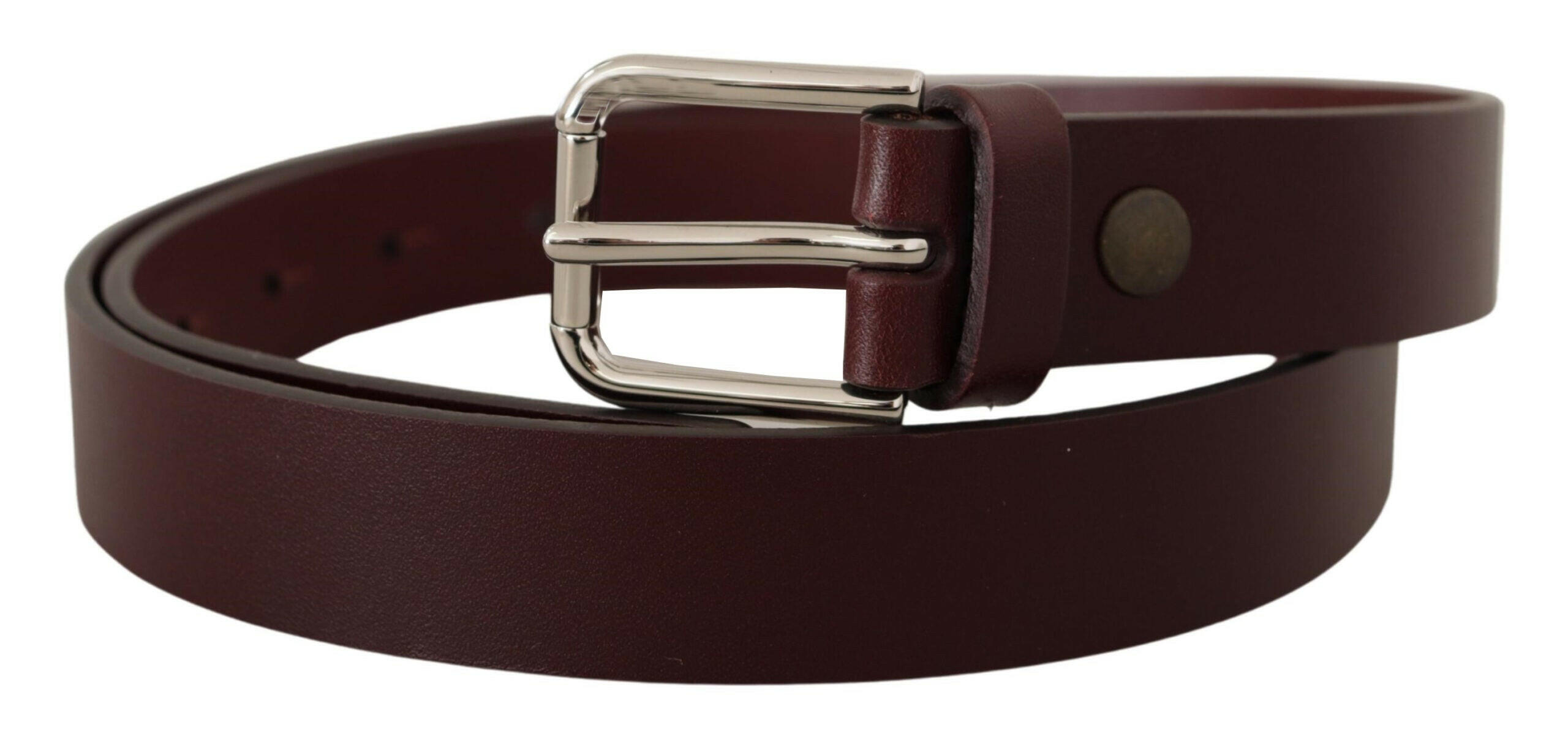 Dolce & Gabbana Maroon Calf Leather Silver Tone Metal Buckle Belt -   -  Dolce & Gabbana. Dolce & Gabbana Maroon Calf Leather Silver Tone Metal Buckle Belt -   -  Dolce & Gabbana.