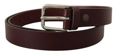 Dolce & Gabbana Maroon Calf Leather Silver Tone Metal Buckle Belt -   -  Dolce & Gabbana.