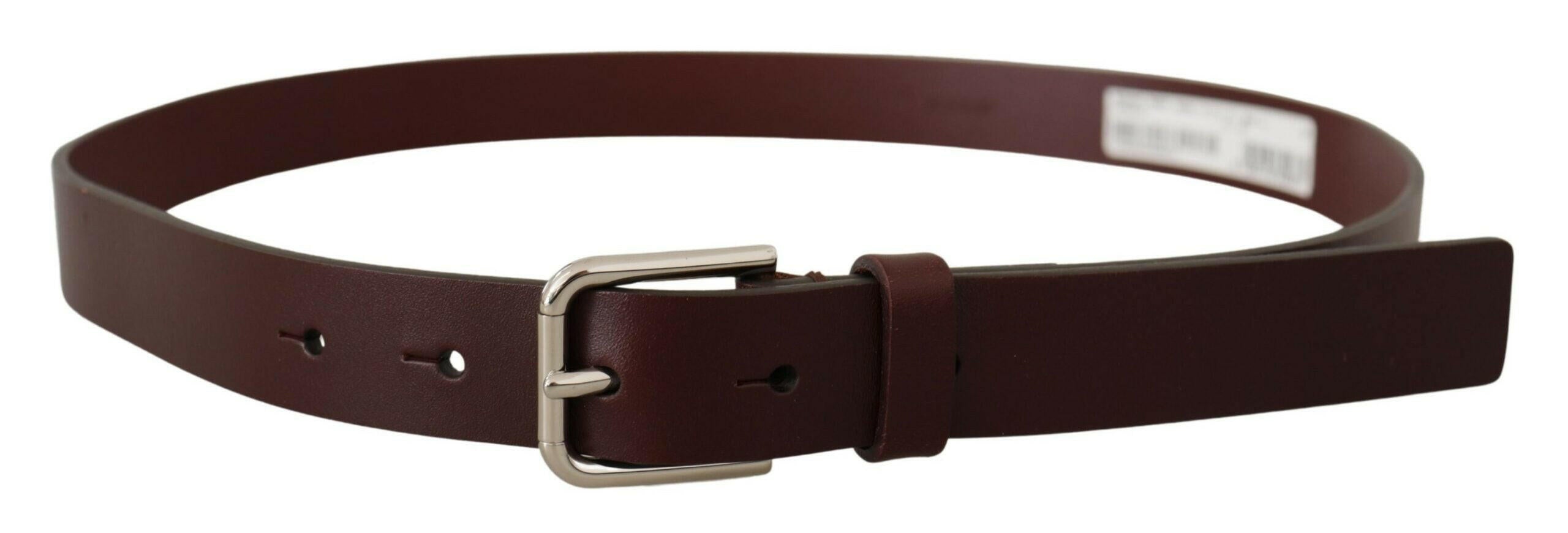 Dolce & Gabbana Maroon Calf Leather Silver Tone Metal Buckle Belt -   -  Dolce & Gabbana. Dolce & Gabbana Maroon Calf Leather Silver Tone Metal Buckle Belt -   -  Dolce & Gabbana.