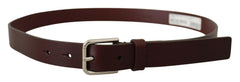Dolce & Gabbana Maroon Calf Leather Silver Tone Metal Buckle Belt -   -  Dolce & Gabbana.