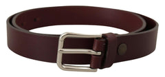 Dolce & Gabbana Maroon Calf Leather Silver Tone Metal Buckle Belt -   -  Dolce & Gabbana.