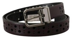 Dolce & Gabbana Dark Purple Perforated Leather Metal Buckle Belt -   -  Dolce & Gabbana.