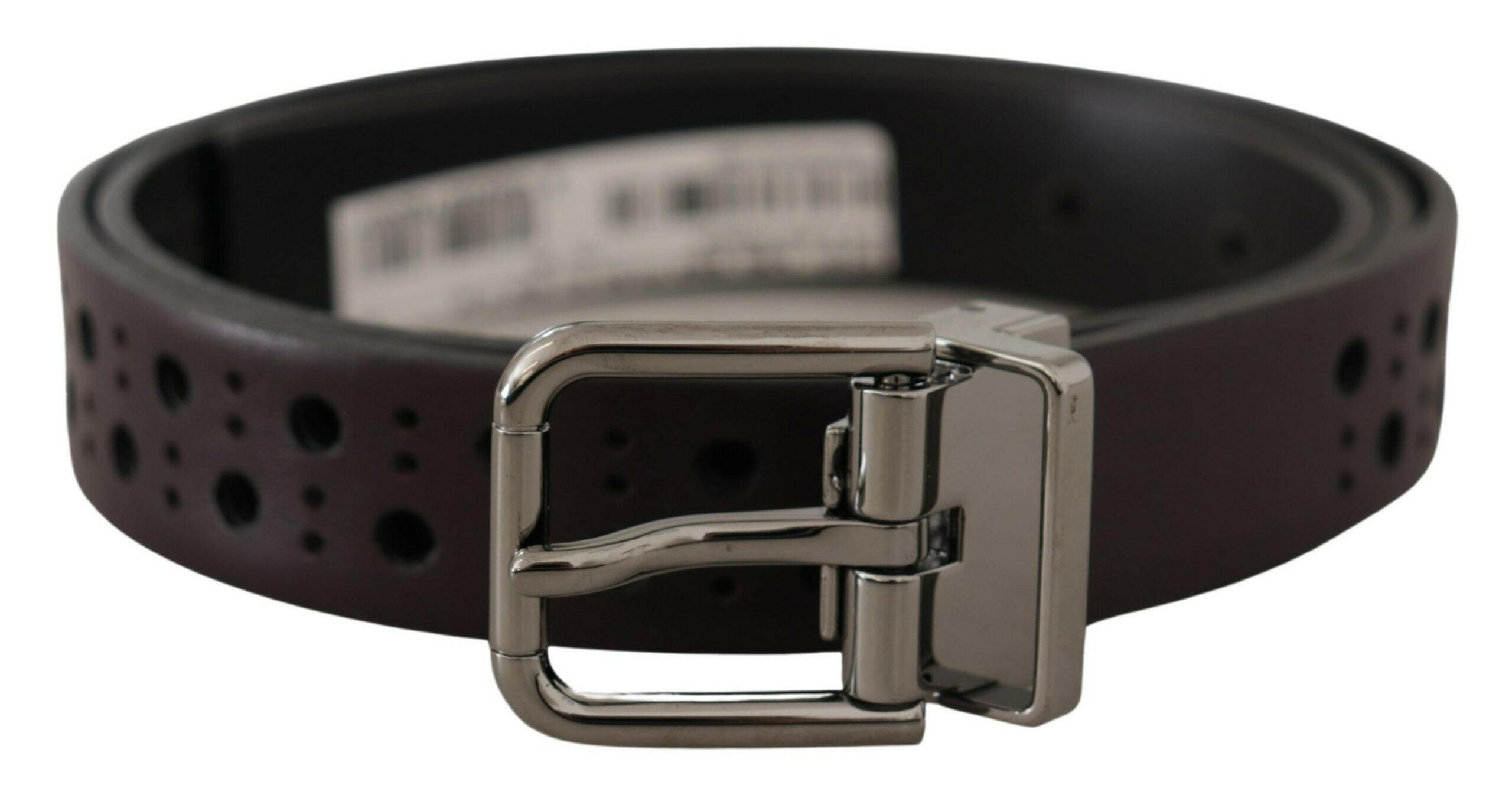 Dolce & Gabbana Dark Purple Perforated Leather Metal Buckle Belt -   -  Dolce & Gabbana.