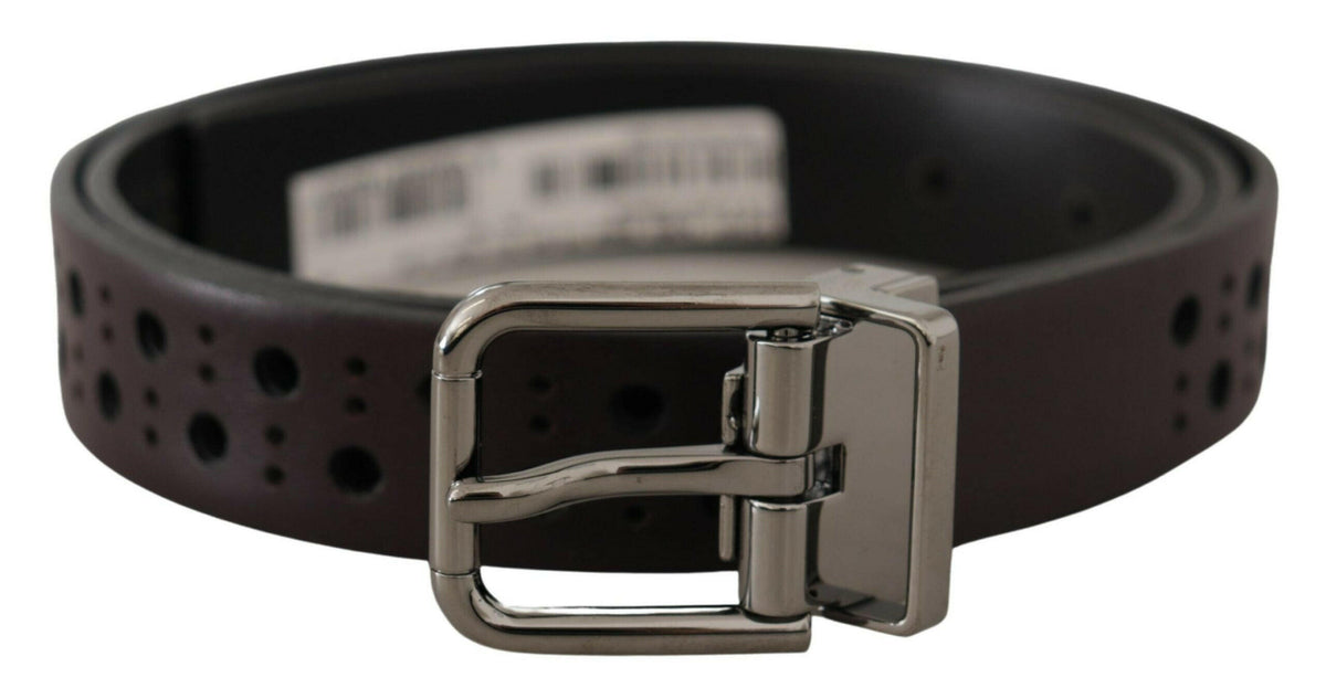 Dolce & Gabbana Dark Purple Perforated Leather Metal Buckle Belt -   -  Dolce & Gabbana.