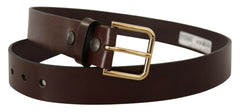 Dolce & Gabbana Brown Polished Leather Gold Tone Metal Buckle Belt - - Dolce & Gabbana.