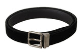 Dolce & Gabbana Black Classic Velvet Logo Engraved Metal Buckle Belt -   -  Dolce & Gabbana.