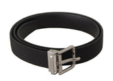 Dolce & Gabbana Black Canvas Leather Silver Metal Buckle Belt -   -  Dolce & Gabbana.