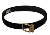 Dolce & Gabbana Black Velvet Leather Gold Tone Metal Buckle Belt -   -  Dolce & Gabbana.