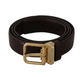 Dolce & Gabbana Brown Leather Gold Metal Buckle Belt -   -  Dolce & Gabbana.