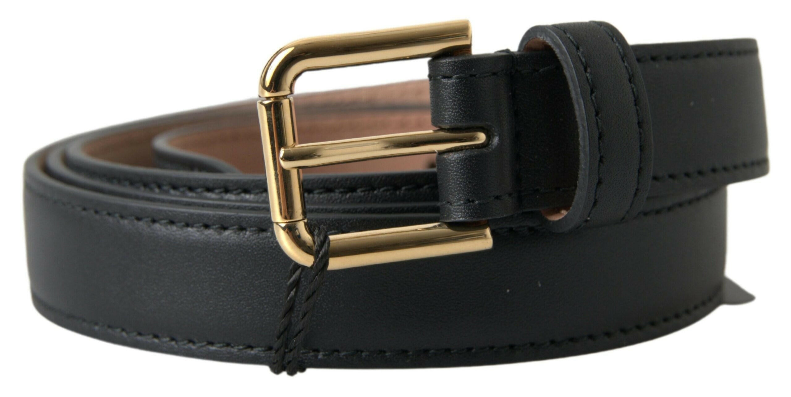 Dolce & Gabbana Black Leather Gold Tone Metal Buckle Belt -   -  Dolce & Gabbana.