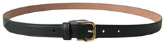 Dolce & Gabbana Black Leather Gold Tone Metal Buckle Belt -   -  Dolce & Gabbana.