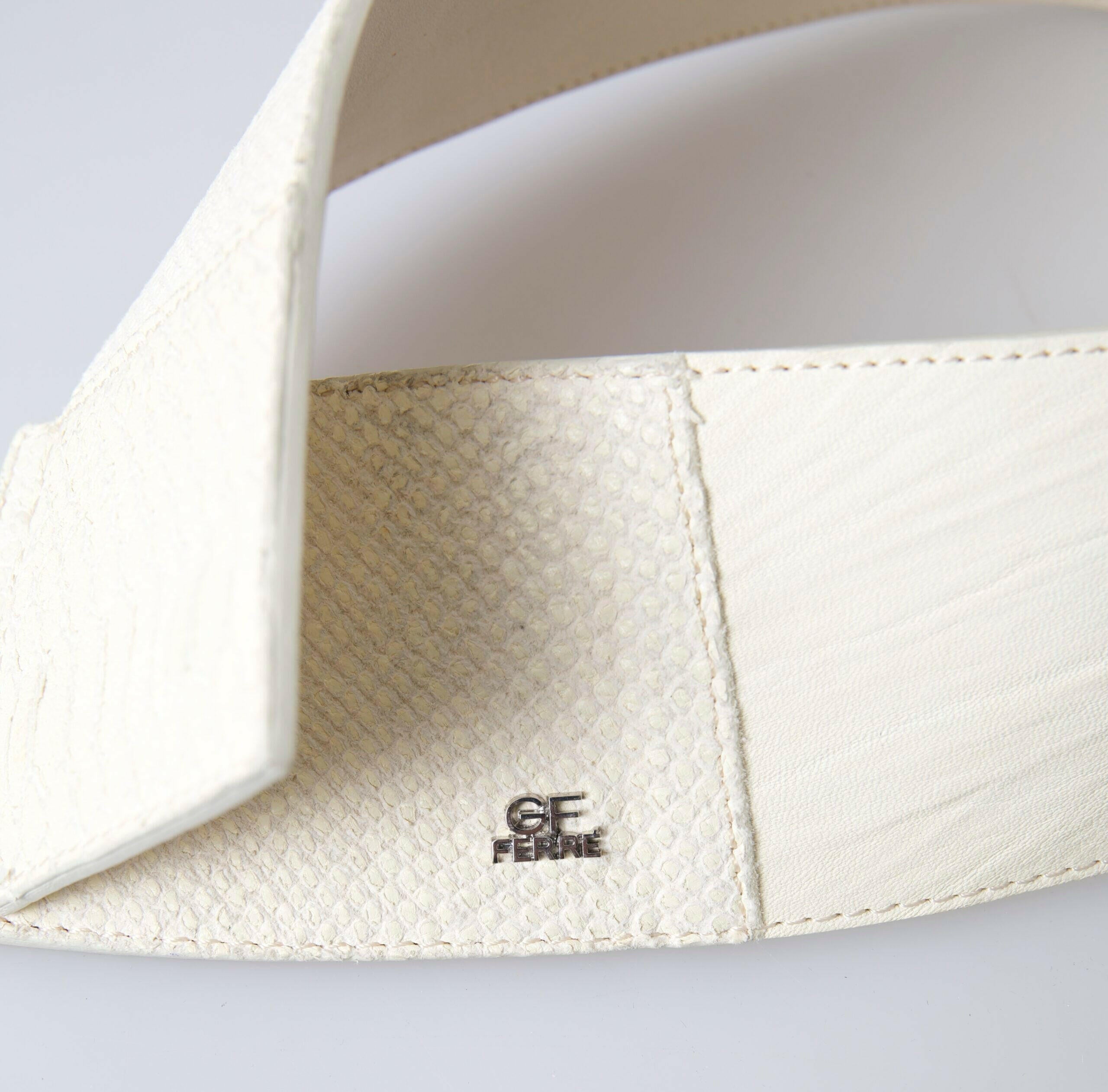 GF Ferre Off White Waxed Cotton Wide Fashion Waistband Belt -   -  GF Ferre. GF Ferre Off White Waxed Cotton Wide Fashion Waistband Belt -   -  GF Ferre.