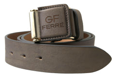 GF Ferre Brown Leather Fashion Logo Buckle Waist Belt -   -  GF Ferre.