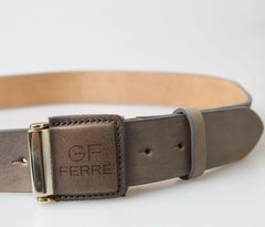 GF Ferre Brown Leather Fashion Logo Buckle Waist Belt -   -  GF Ferre.