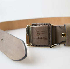 GF Ferre Brown Leather Fashion Logo Buckle Waist Belt -   -  GF Ferre.