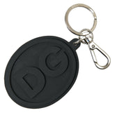 Dolce & Gabbana Black Rubber DG Logo Silver Brass Metal Keychain -   -  Dolce & Gabbana.