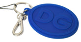 Dolce & Gabbana Blue Rubber DG Logo Silver Brass Metal Keyring Keychain -   -  Dolce & Gabbana.