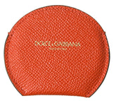 Dolce & Gabbana Orange Calfskin Leather Round Logo Hand Mirror Holder -   -  Dolce & Gabbana.