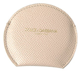 Dolce & Gabbana Beige Calfskin Leather Round Logo Hand Mirror Holder -   -  Dolce & Gabbana.
